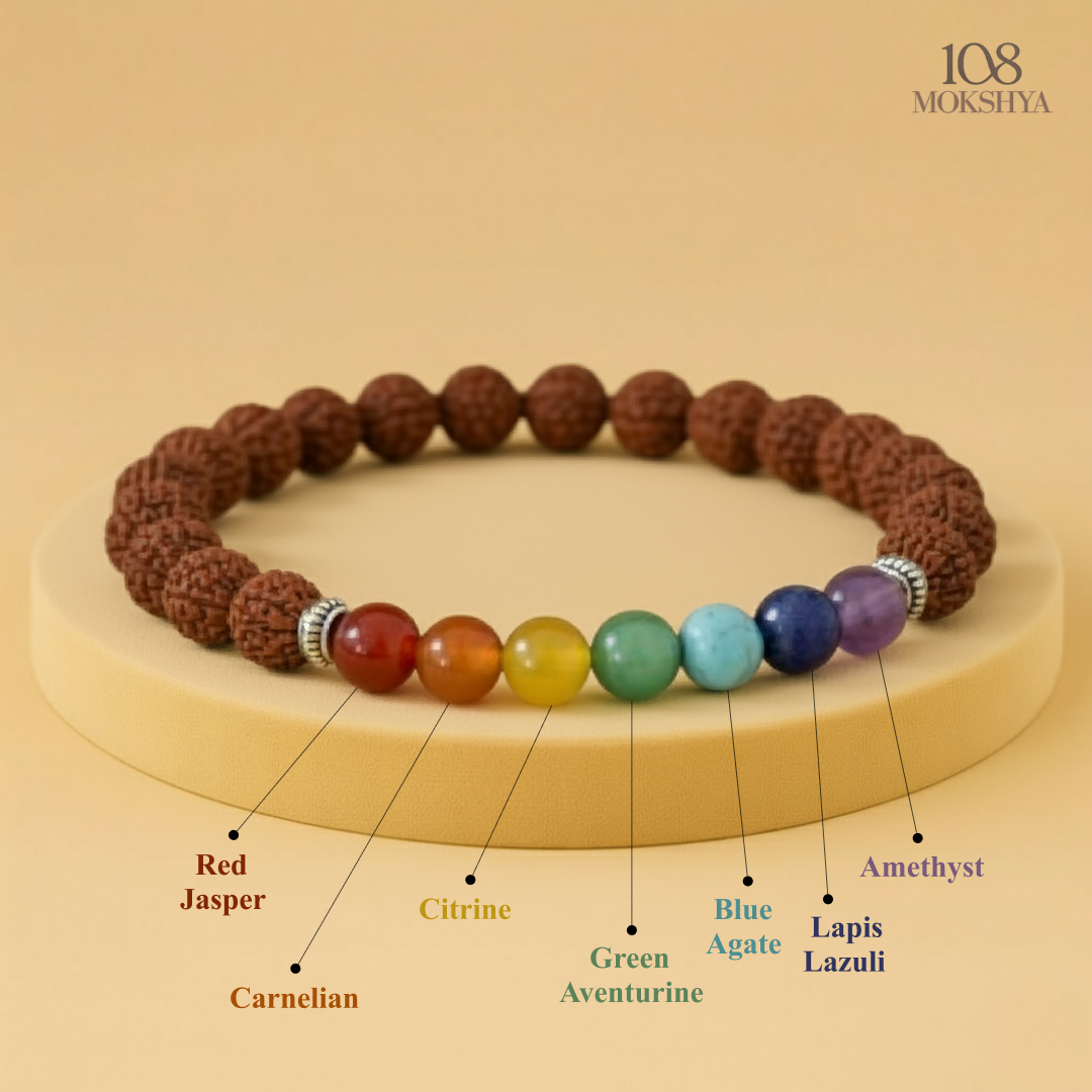Mokshya 7 Chakra Rudraksha Bracelet - Harmonize Your Energy