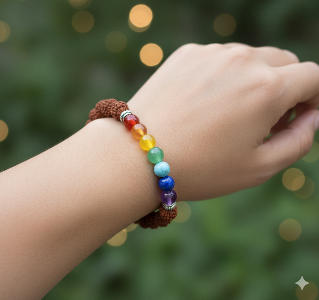 Mokshya 7 Chakra Rudraksha Bracelet - Harmonize Your Energy