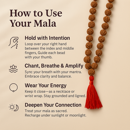 108 Rudraksha Mala |  Meditation & Breath-Work Tool | Shiva's Grace For Inner Awakening
